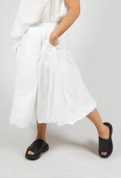 Bubble Hem Skirt with Pleat Detail in Off White