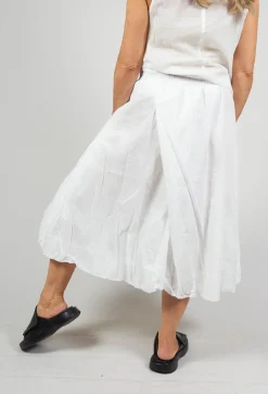 Bubble Hem Skirt with Pleat Detail in Off White