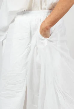 Bubble Hem Skirt with Pleat Detail in Off White