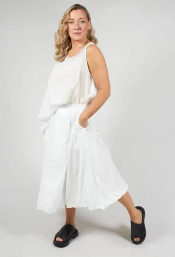 Bubble Hem Skirt with Pleat Detail in Off White