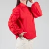 Bubble Sleeve Shirt in Red