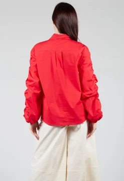 Bubble Sleeve Shirt in Red