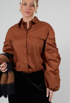 Bubble Sleeve Shirt in Tobacco