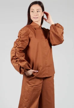 Bubble Sleeve Shirt in Tobacco