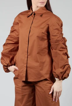 Bubble Sleeve Shirt in Tobacco