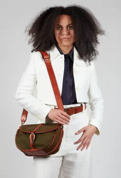 Buckle Bag in Military and Cognac