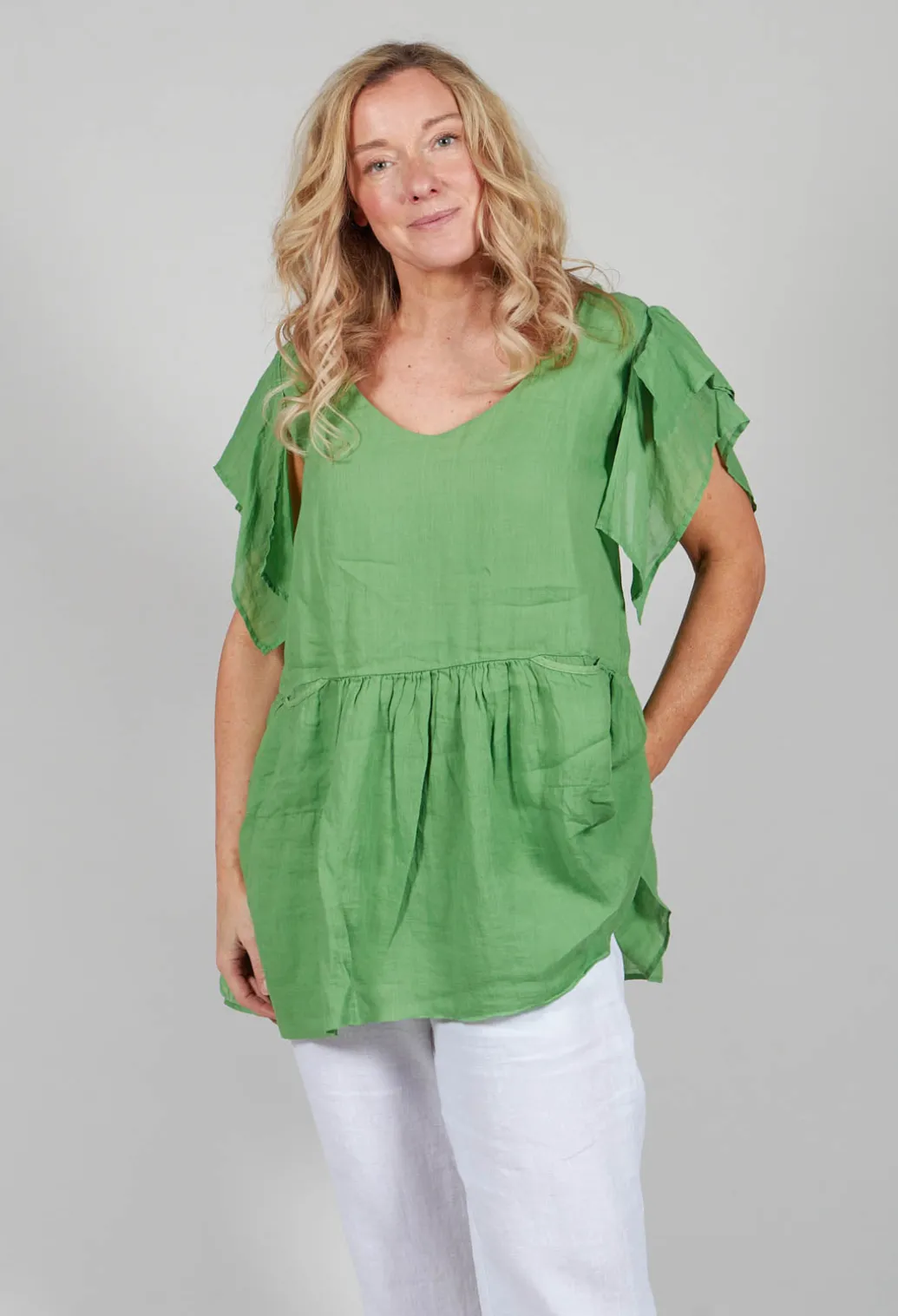 Butterfly Sleeve Top in Green