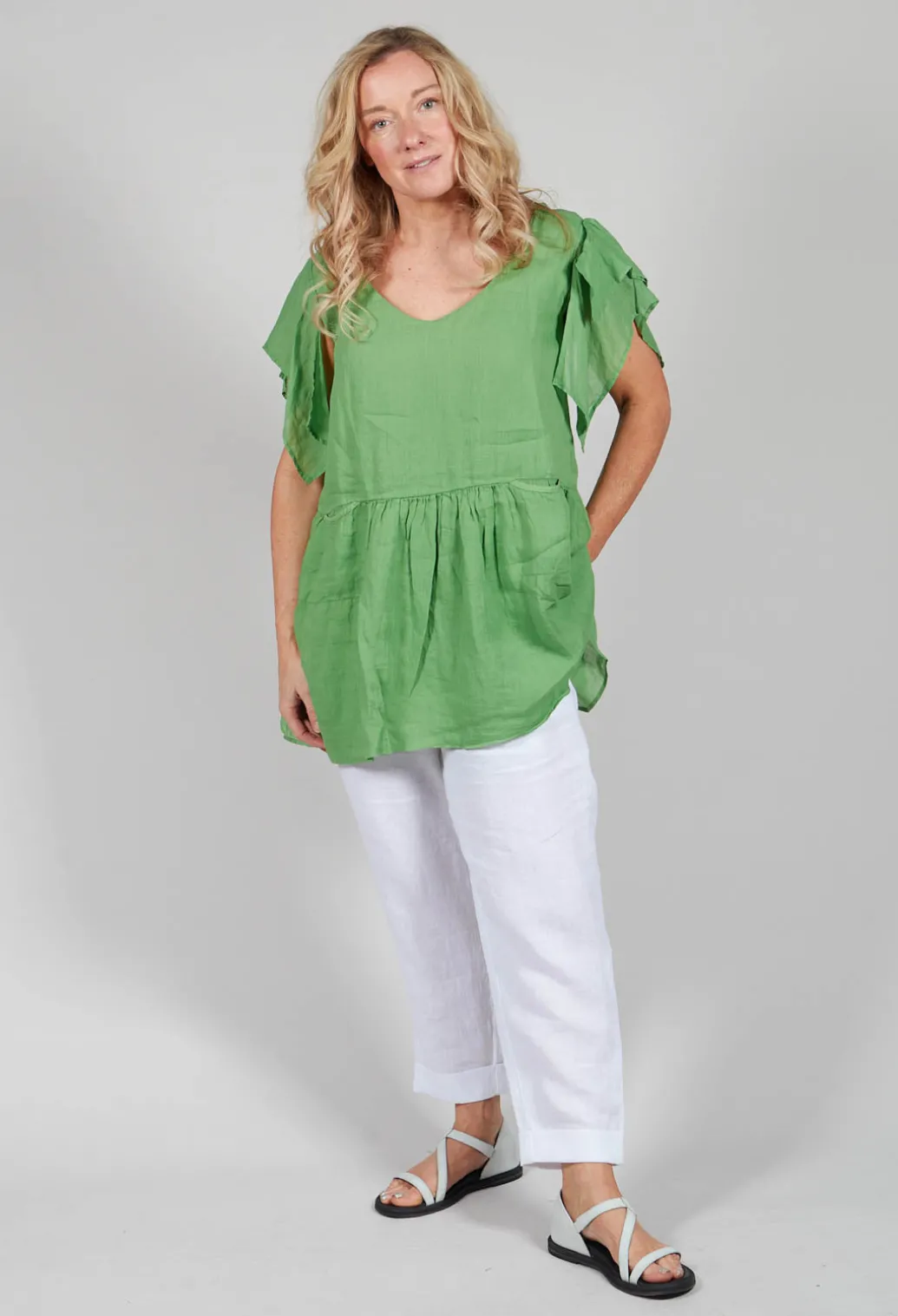 Butterfly Sleeve Top in Green