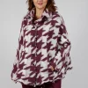 Button Dogstooth Cardigan in Merlot Bone Jacquard