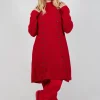 Button Dress in Cardinal
