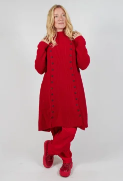 Button Dress in Cardinal