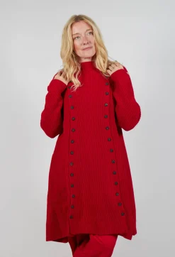 Button Dress in Cardinal