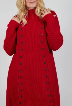 Button Dress in Cardinal