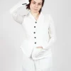 Button Fastening Jacket with Elasticated Back Detail in Semi Bleach Paper