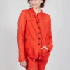 Button Fastening Jacket with Elasticated Back Detail in Mandarine Paper