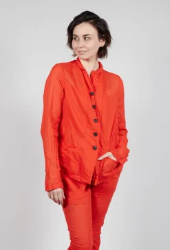 Button Fastening Jacket with Elasticated Back Detail in Mandarine Paper