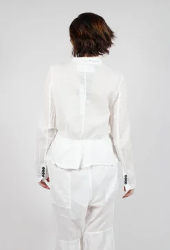 Button Fastening Jacket with Elasticated Back Detail in Semi Bleach Paper