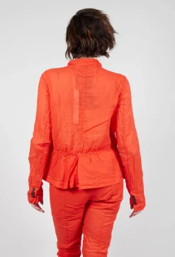 Button Fastening Jacket with Elasticated Back Detail in Mandarine Paper