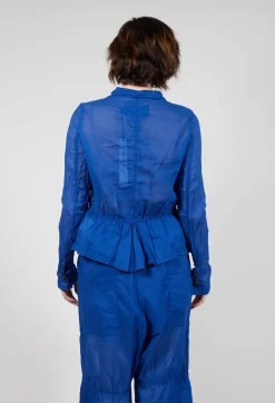 Button Fastening Jacket with Elasticated Back Detail in Royal Paper