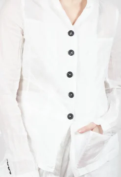 Button Fastening Jacket with Elasticated Back Detail in Semi Bleach Paper