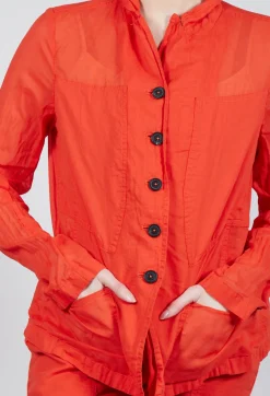 Button Fastening Jacket with Elasticated Back Detail in Mandarine Paper