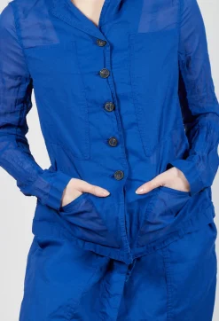 Button Fastening Jacket with Elasticated Back Detail in Royal Paper