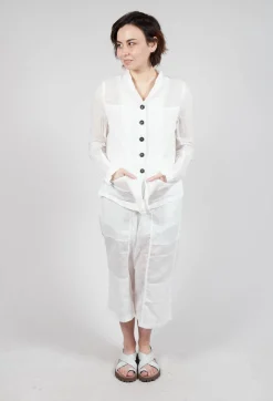 Button Fastening Jacket with Elasticated Back Detail in Semi Bleach Paper