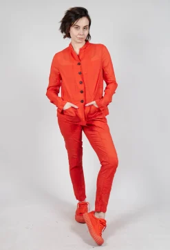 Button Fastening Jacket with Elasticated Back Detail in Mandarine Paper