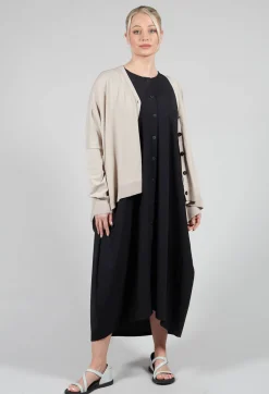 Button Front Long Dress in Black