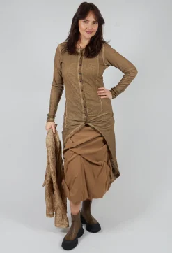 Button Front Top in Camel Cloud