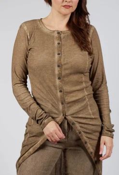 Button Front Top in Camel Cloud