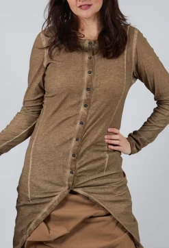 Button Front Top in Camel Cloud