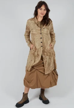 Button Front Top in Camel Cloud