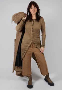 Button Front Top in Camel Cloud