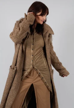 Button Front Top in Camel Cloud