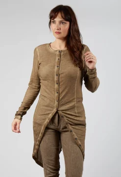 Button Front Top in Camel Cloud