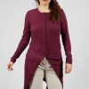 Button Front Top in Merlot Cloud