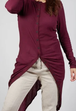 Button Front Top in Merlot Cloud