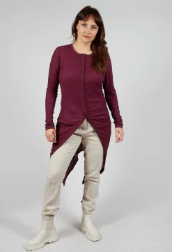 Button Front Top in Merlot Cloud