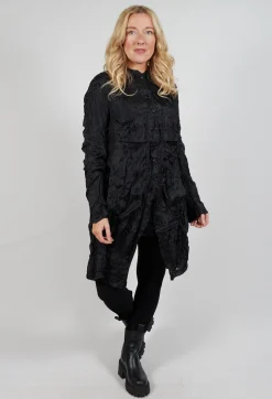 Button Plisse Shirt in Black