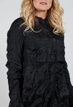 Button Plisse Shirt in Black
