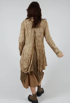 Button Plisse Shirt in Camel Cloud