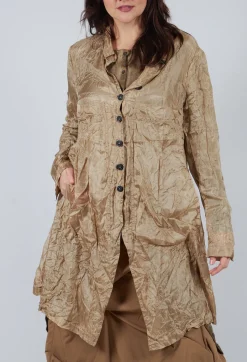 Button Plisse Shirt in Camel Cloud
