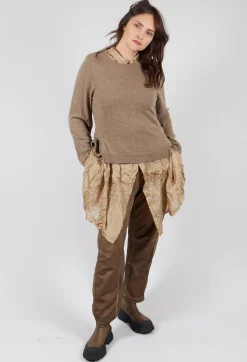 Button Plisse Shirt in Camel Cloud