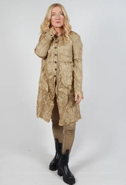 Button Plisse Shirt in Camel Cloud