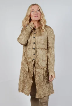 Button Plisse Shirt in Camel Cloud