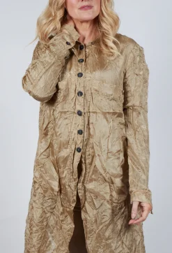 Button Plisse Shirt in Camel Cloud