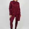 Button Plisse Shirt in Merlot Cloud