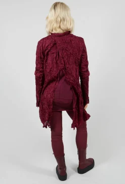 Button Plisse Shirt in Merlot Cloud
