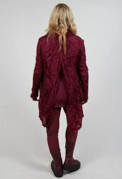 Button Plisse Shirt in Merlot Cloud